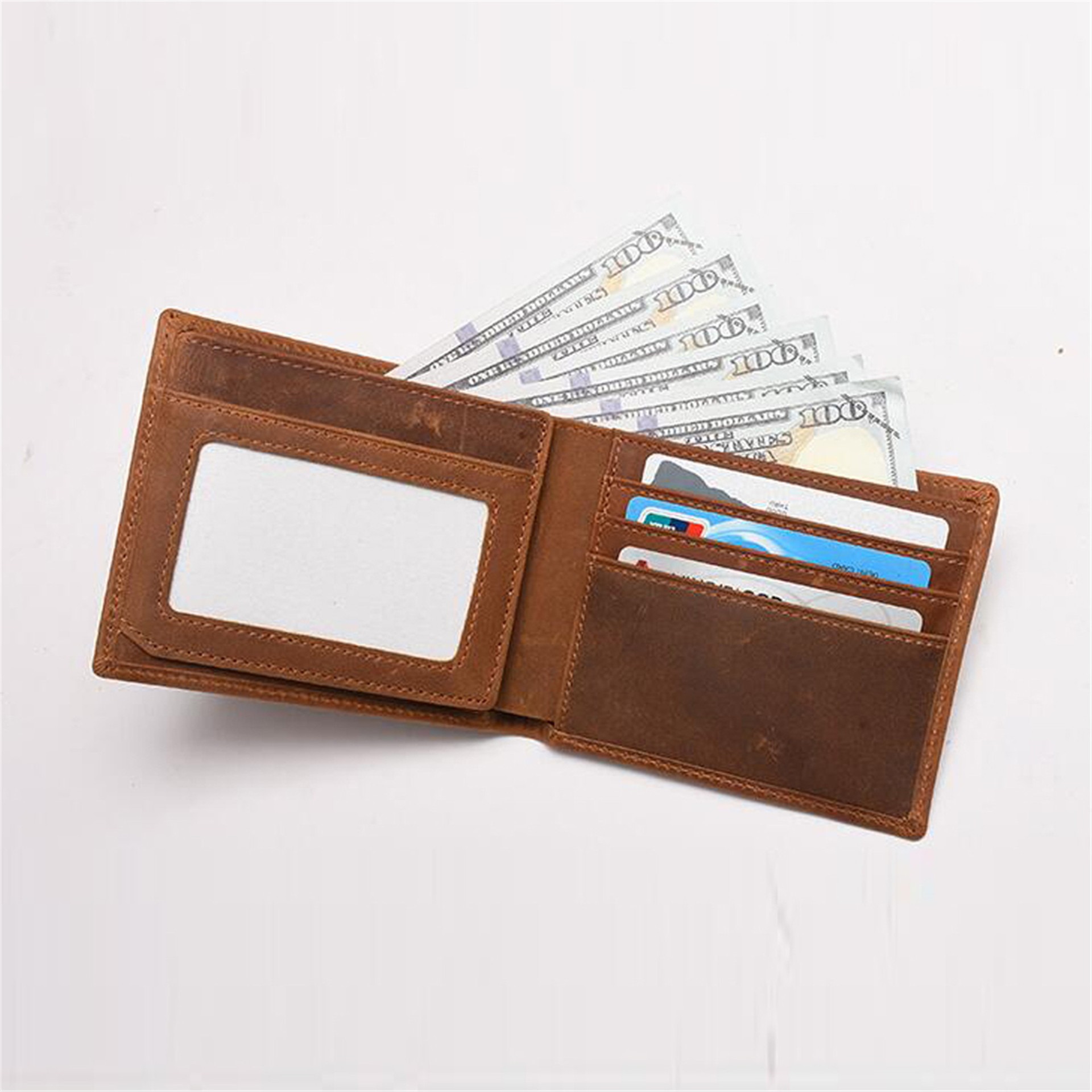 Custom Engraved Crazy Horse Leather Wallet