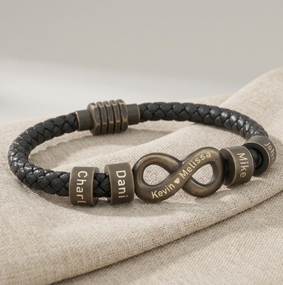 Black Bead Vintage Eight-Character Bracelet