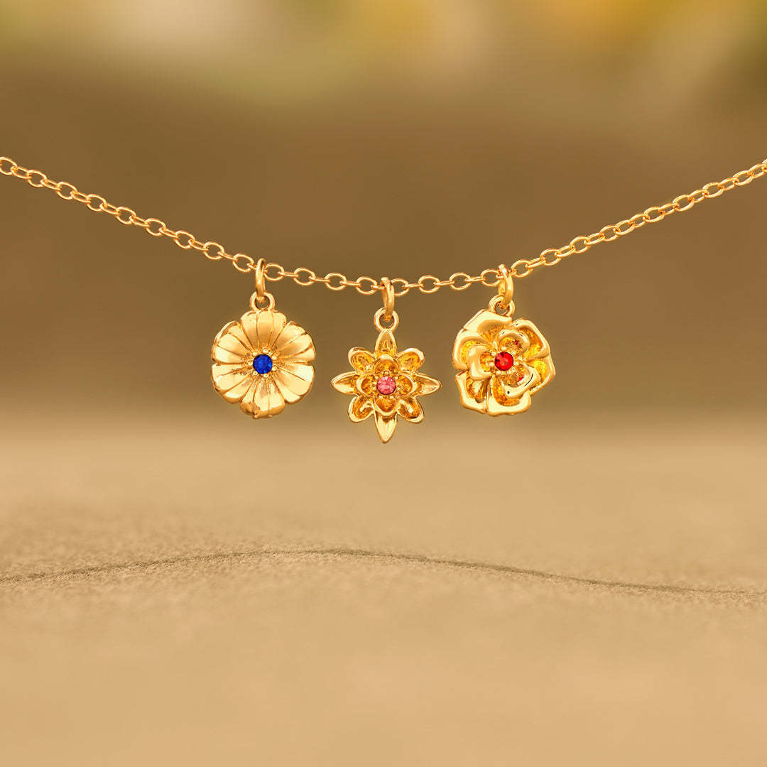 Three Edimensional Birth Flower Necklace