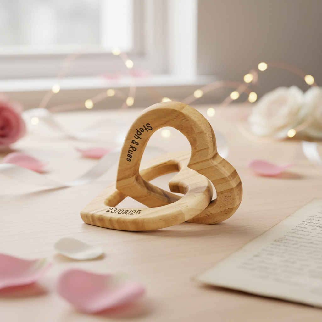 Personalized Wooden Hearts Decor with Name Engraved