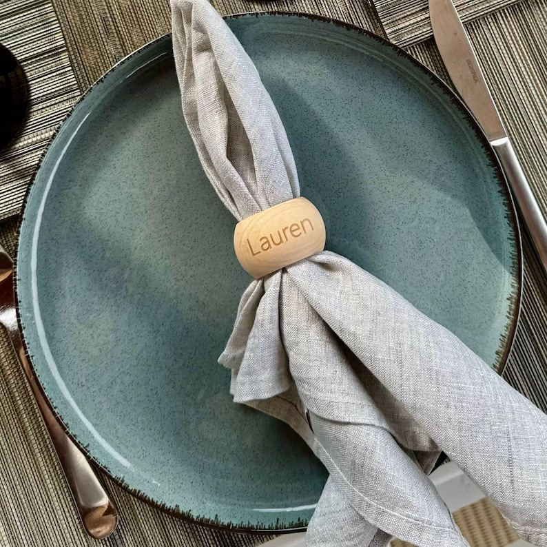 Personalized Engraved Schima Wood Napkin Rings
