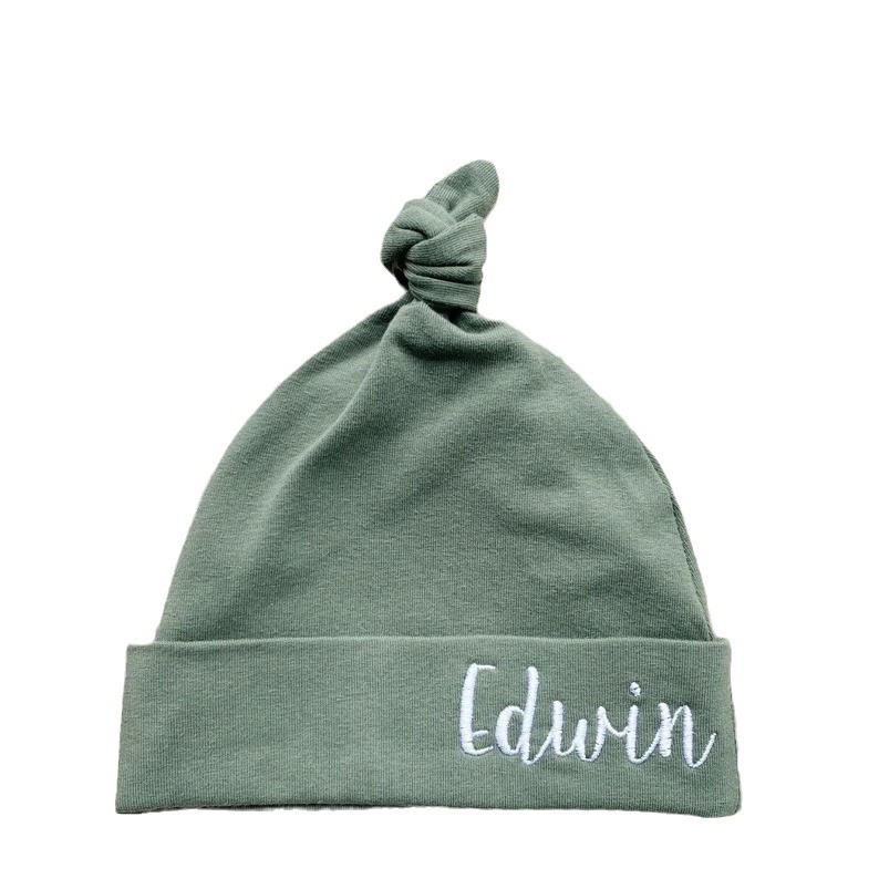 Personalized Embroidered Knotted Cotton Baby Hat