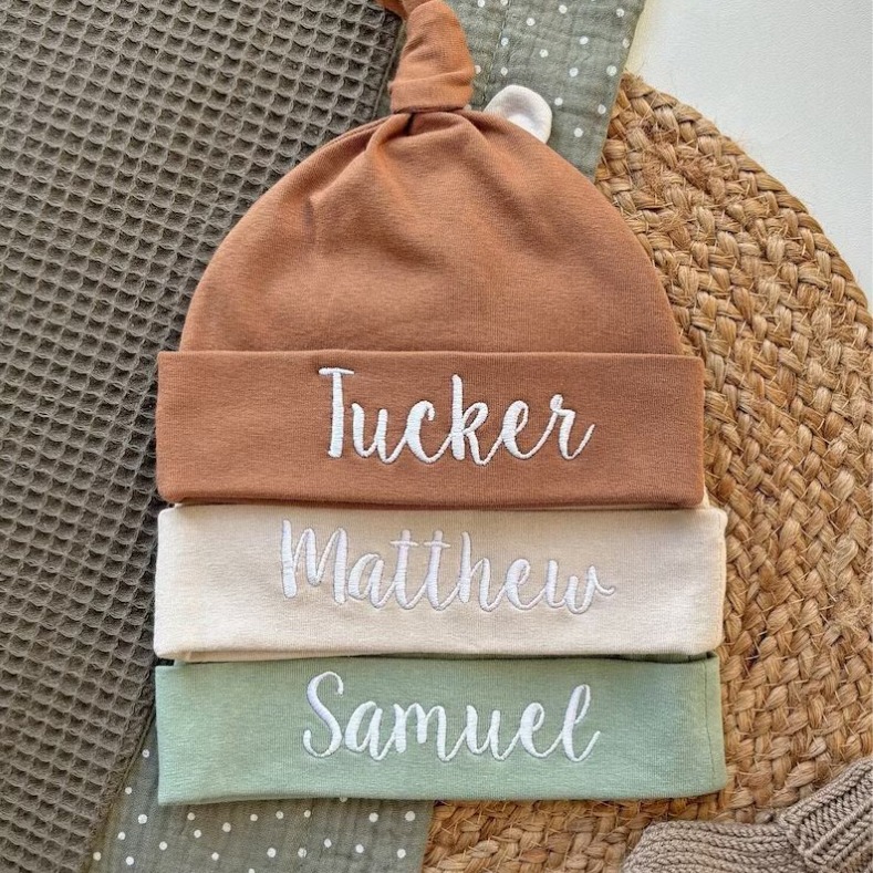 Personalized Embroidered Knotted Cotton Baby Hat
