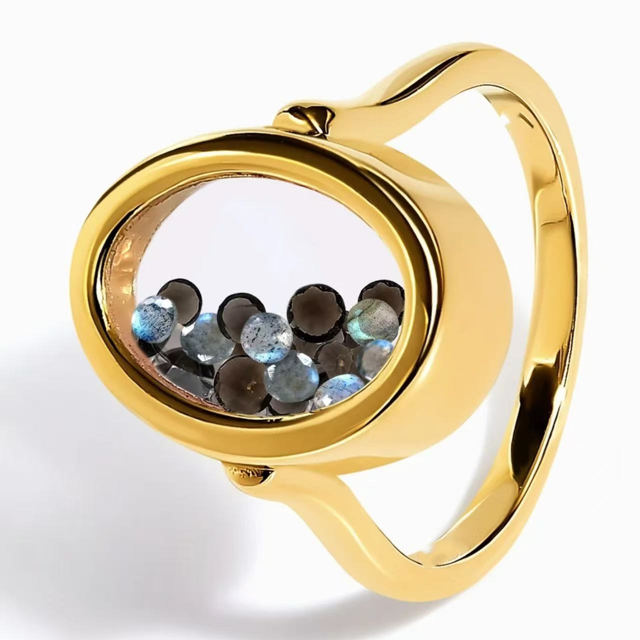 Oval Colored Diamond Adjustable Ring