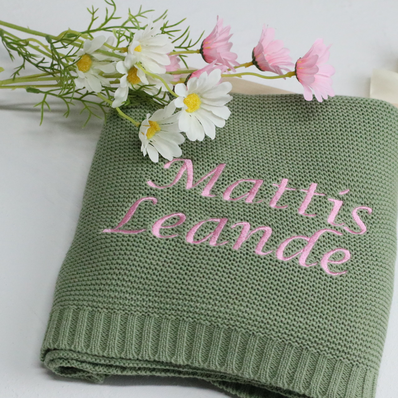 Personalized Embroidered Cotton Baby Blanket