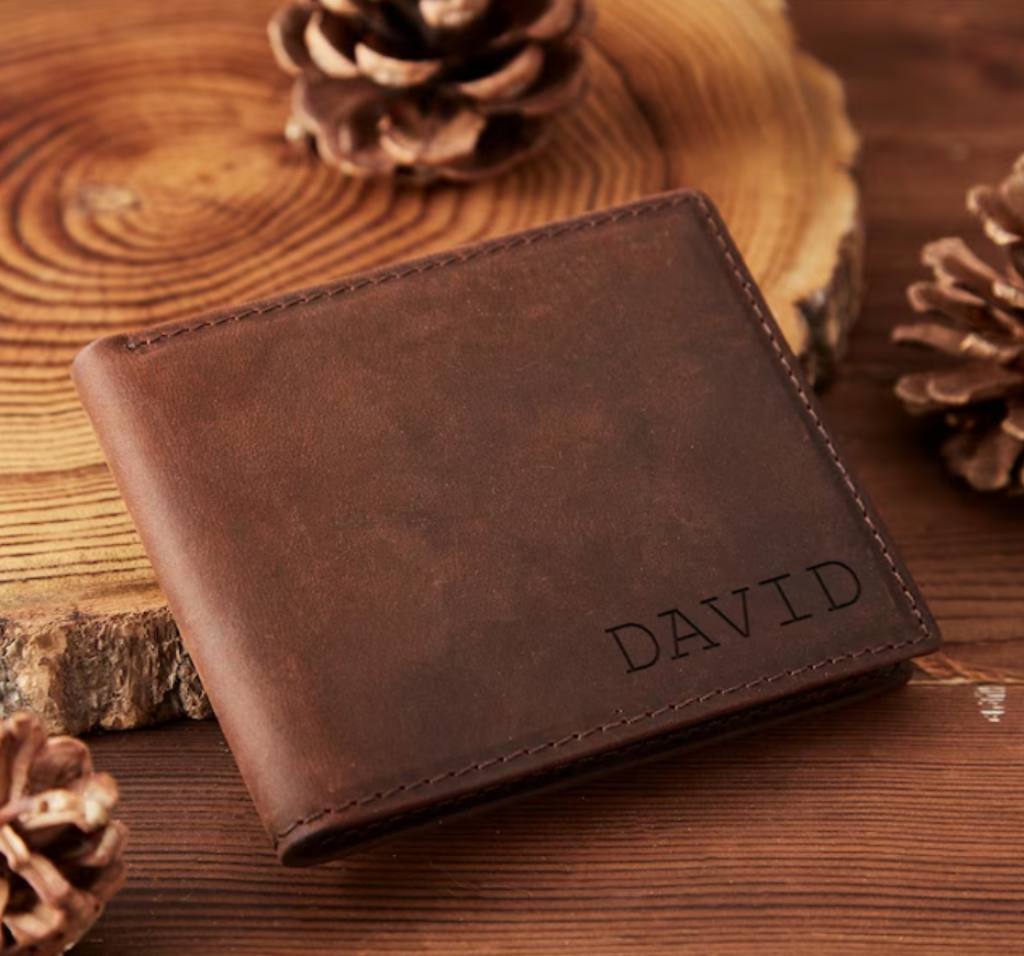 Personalized Engraved Oil-waxed Pull-up Leather Wallet