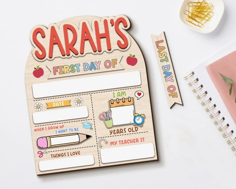 Personalized First Day of School Wooden Sign