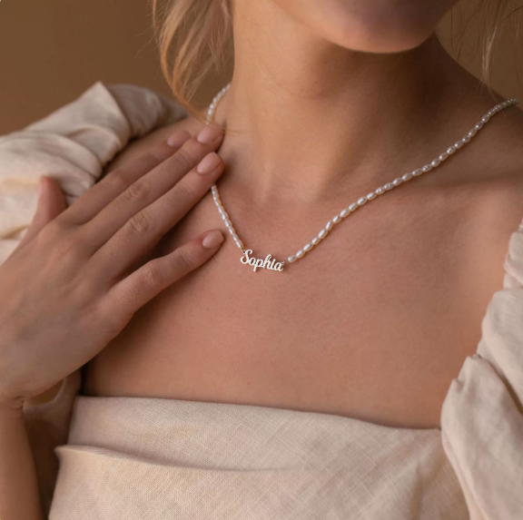 Custom Pearl Name Necklace