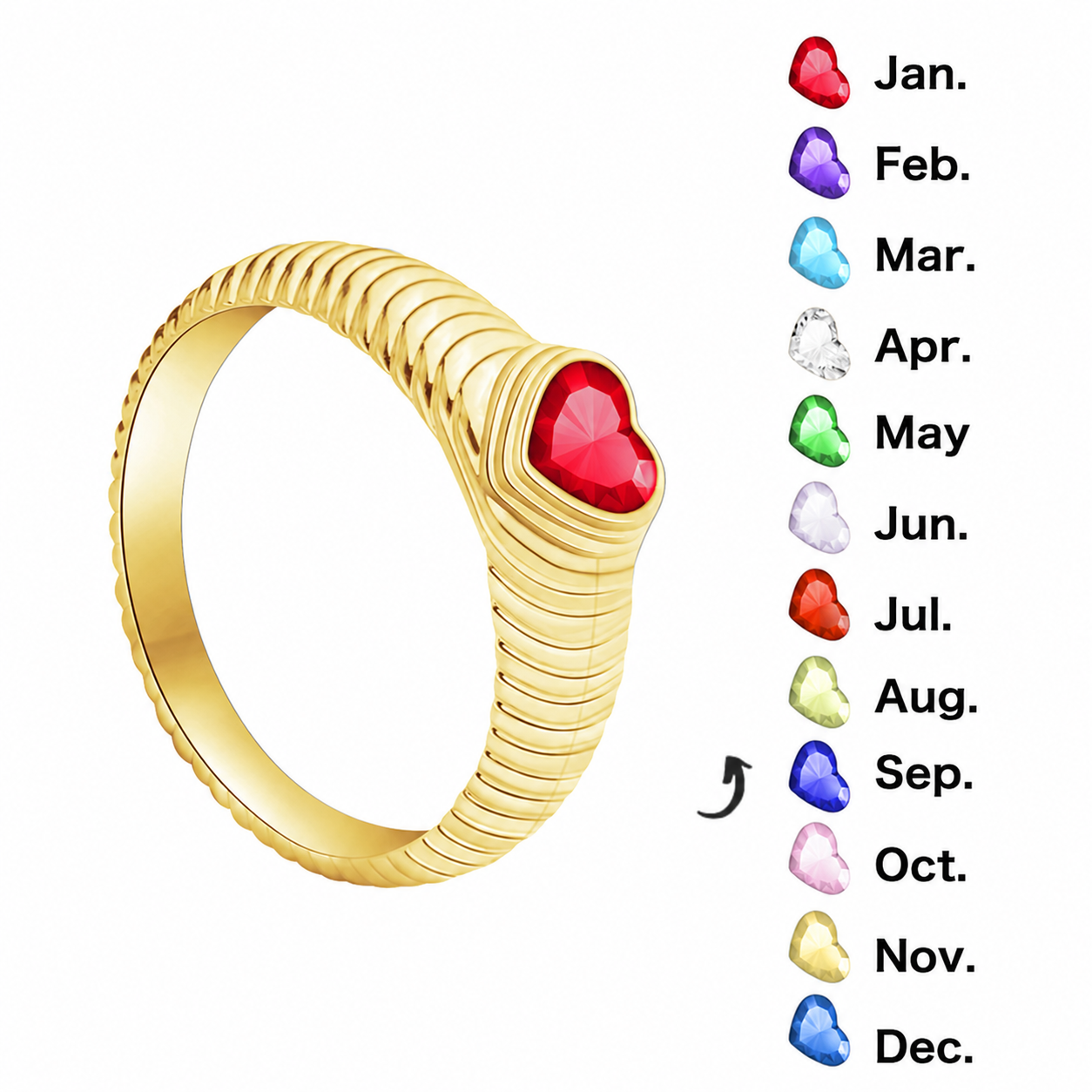 Birthstone Heart Fluted Ring Buy Everyday Jewelry