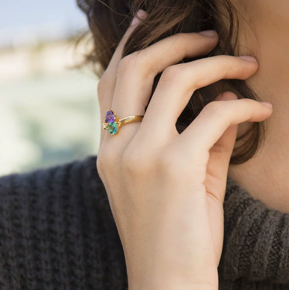Customized Birthstone Name Ring