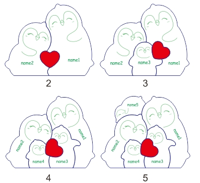 Personalized Wooden Penguin Family Puzzle Decor