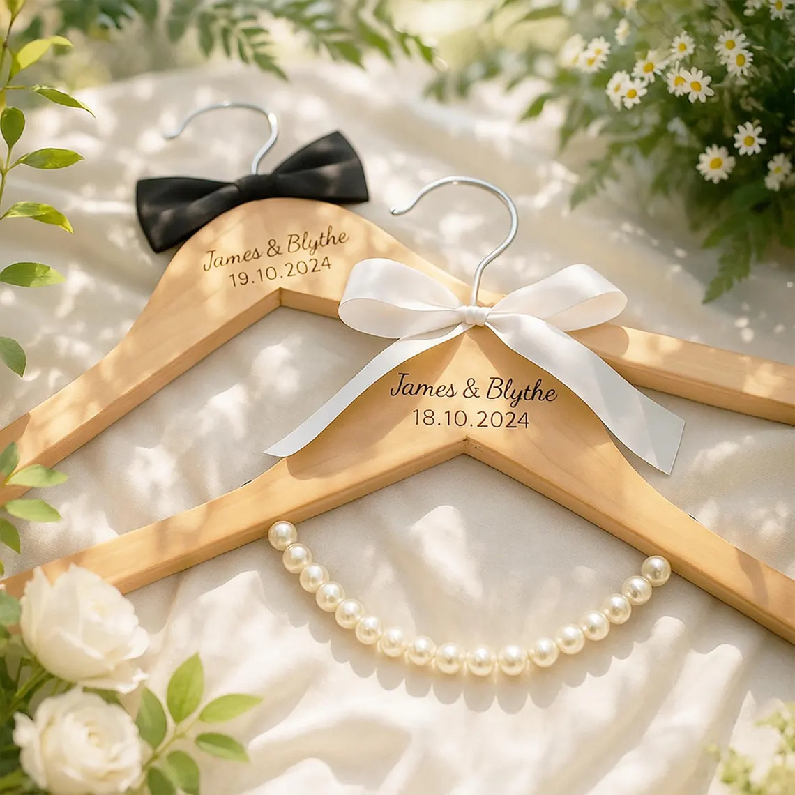 Custom Engraved Wooden Wedding Hanger
