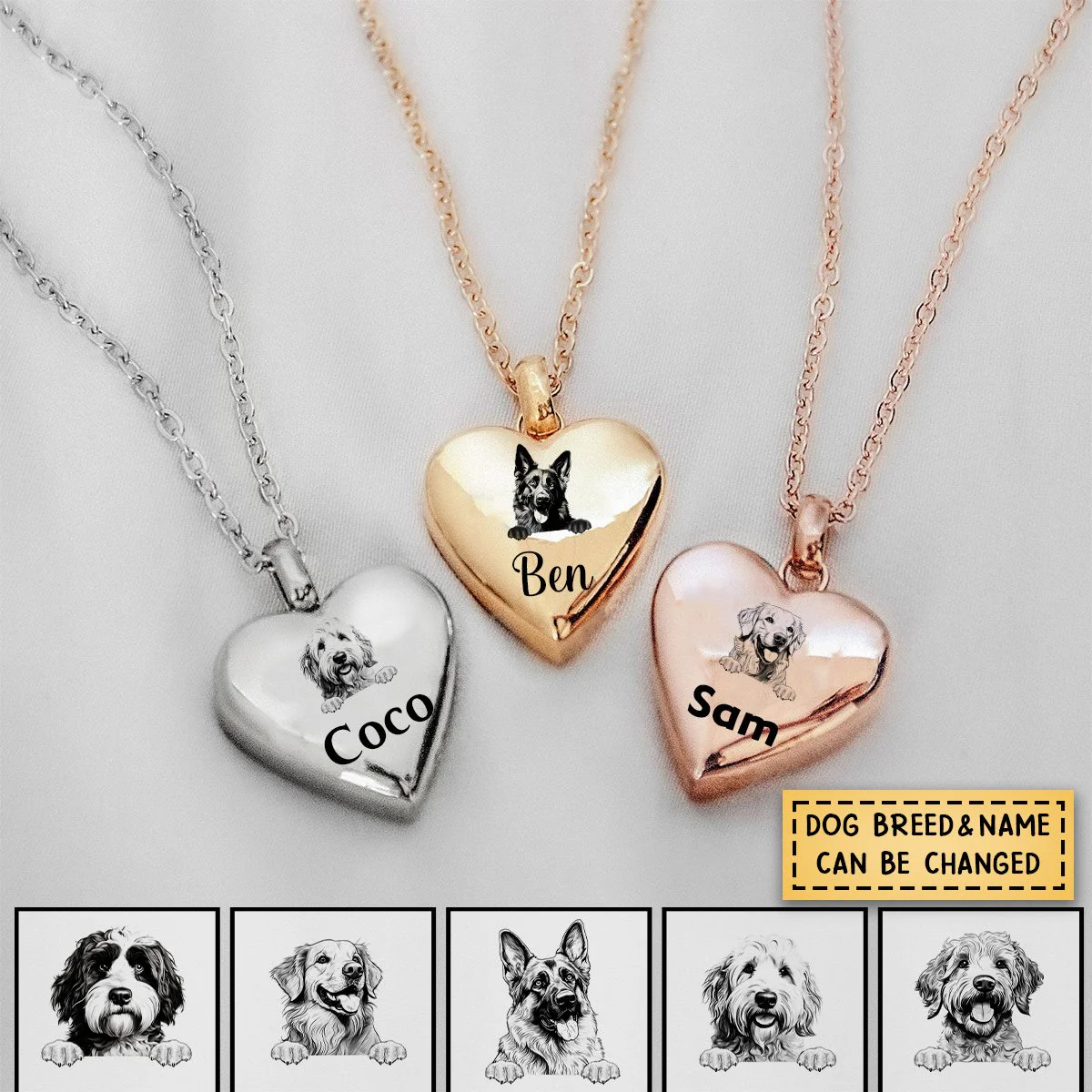 Personalized Heart Cremation Ash Urn Pendant Necklace Memorial Gift For Dog