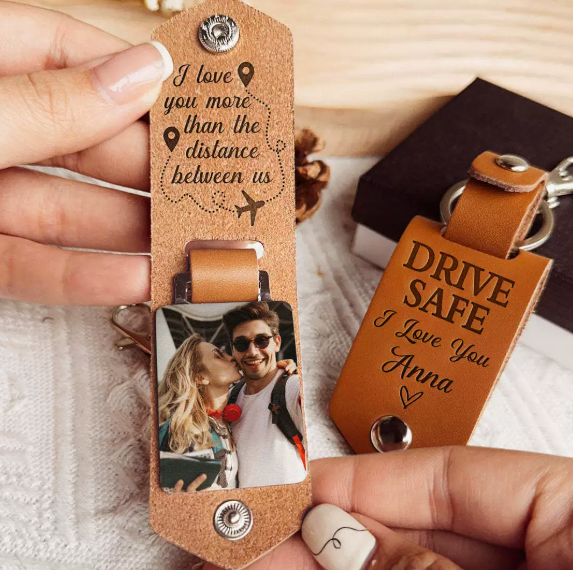Personalized Photo Leather Keychain 