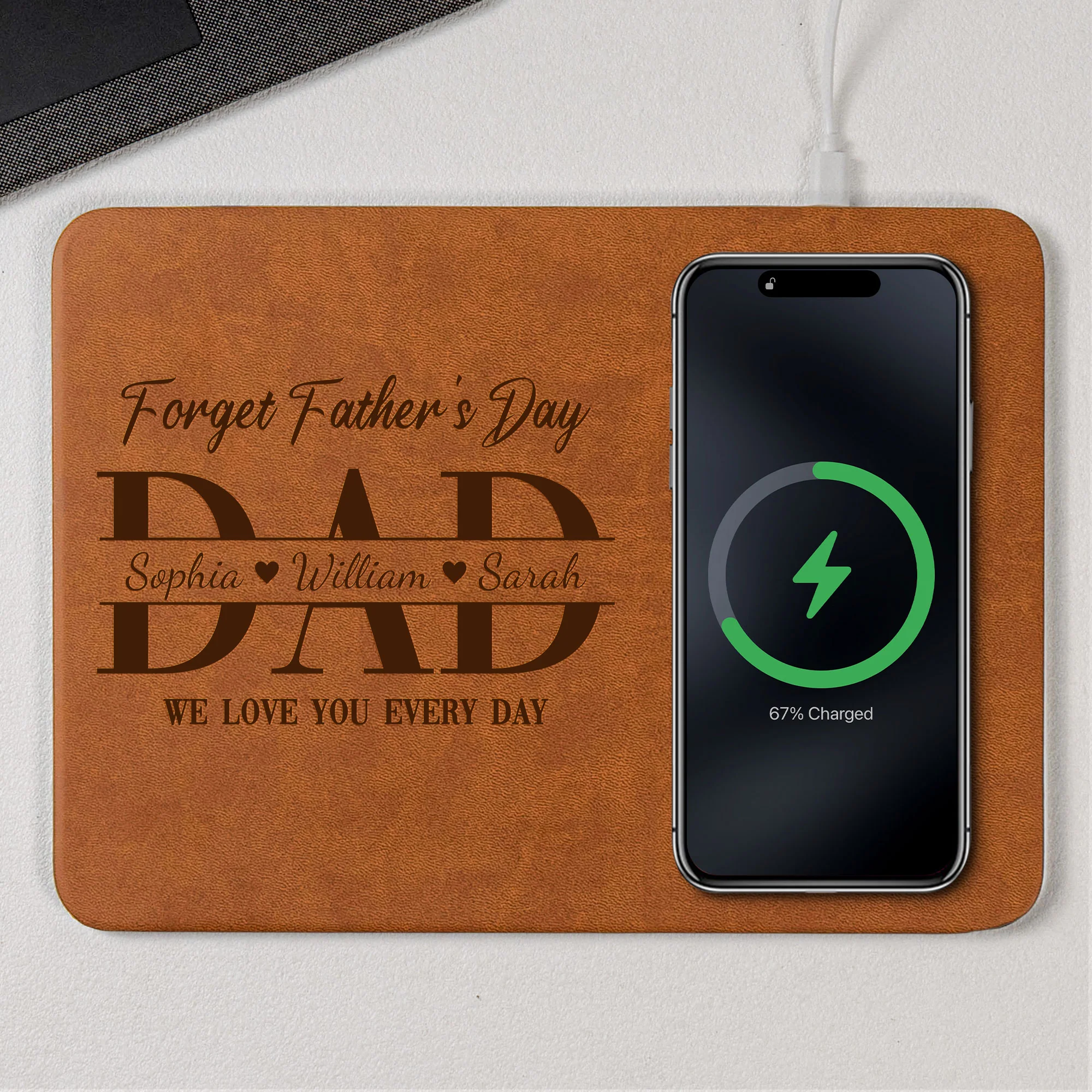 Personalized Leather Charging Mat