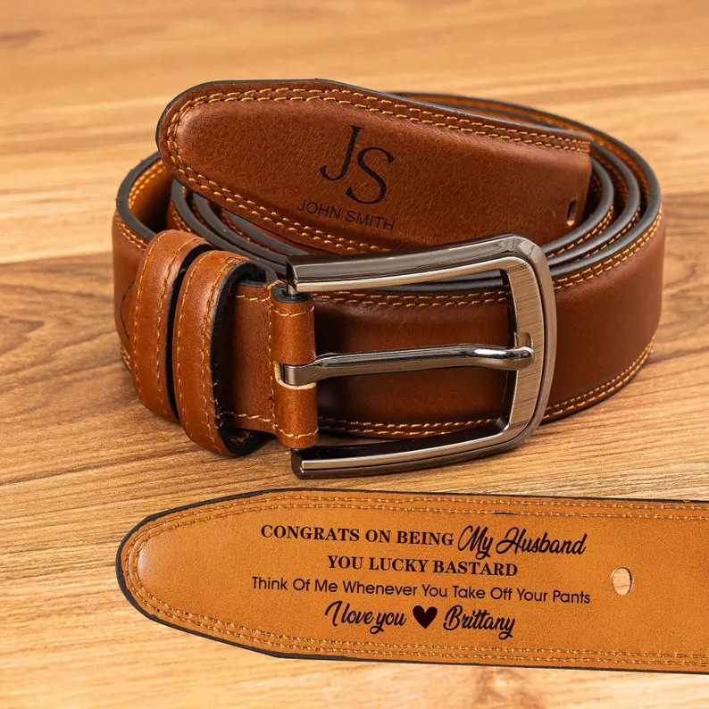 Custom Engraved Men's Leather Belt
