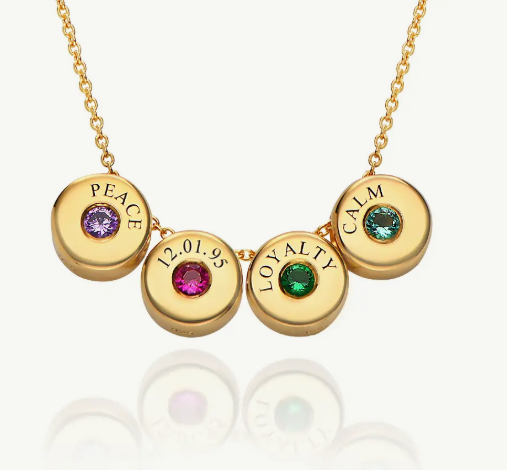 Nova Necklace with Engraved Birthstone Beads – Gold-Plated