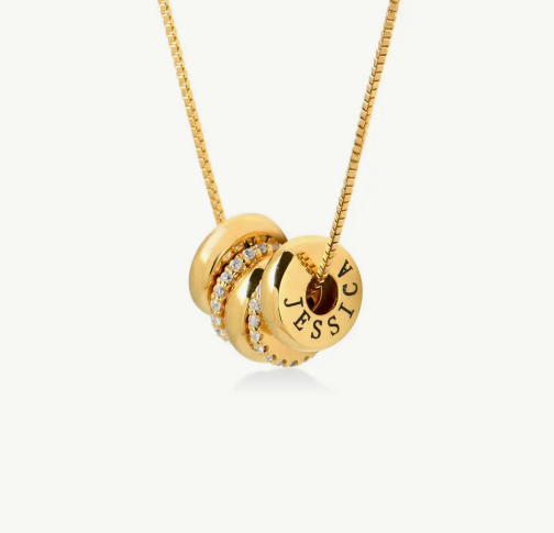 Necklace with engraved beads – gold-plated