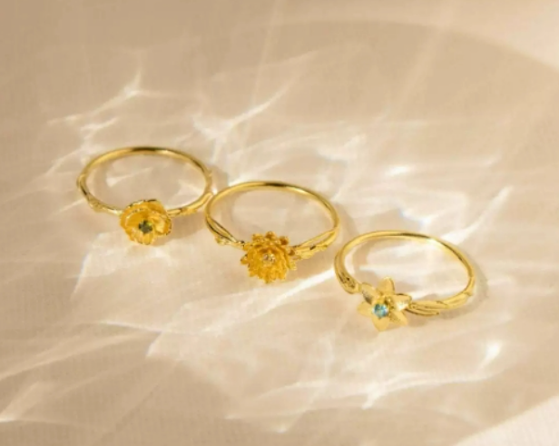 Three Edimensional Birth Flower Ring