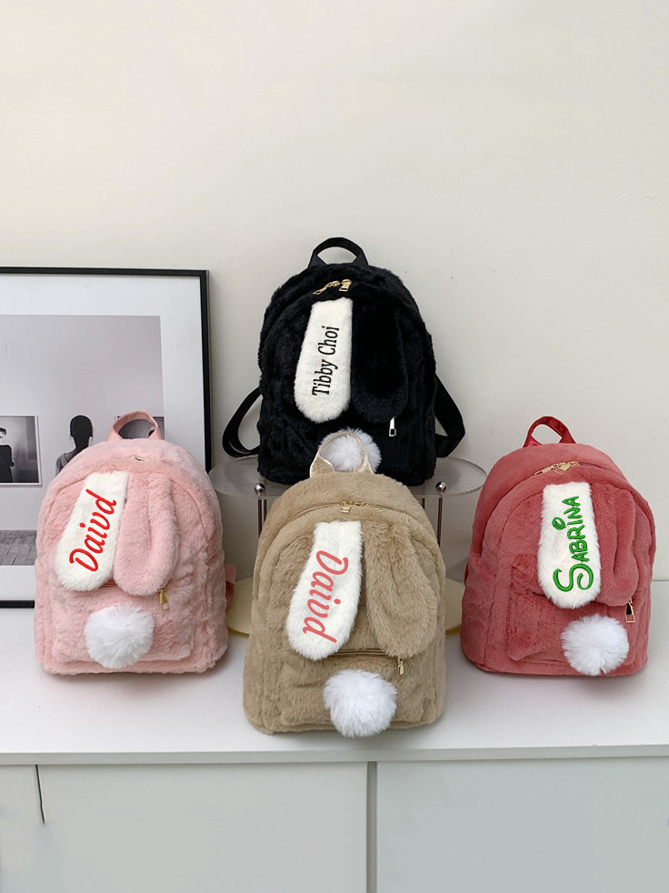 Plush Embroidered Rabbit Ear Bag