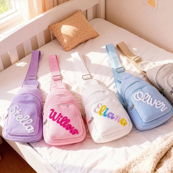 Personalized name yarn diagonal cross bag