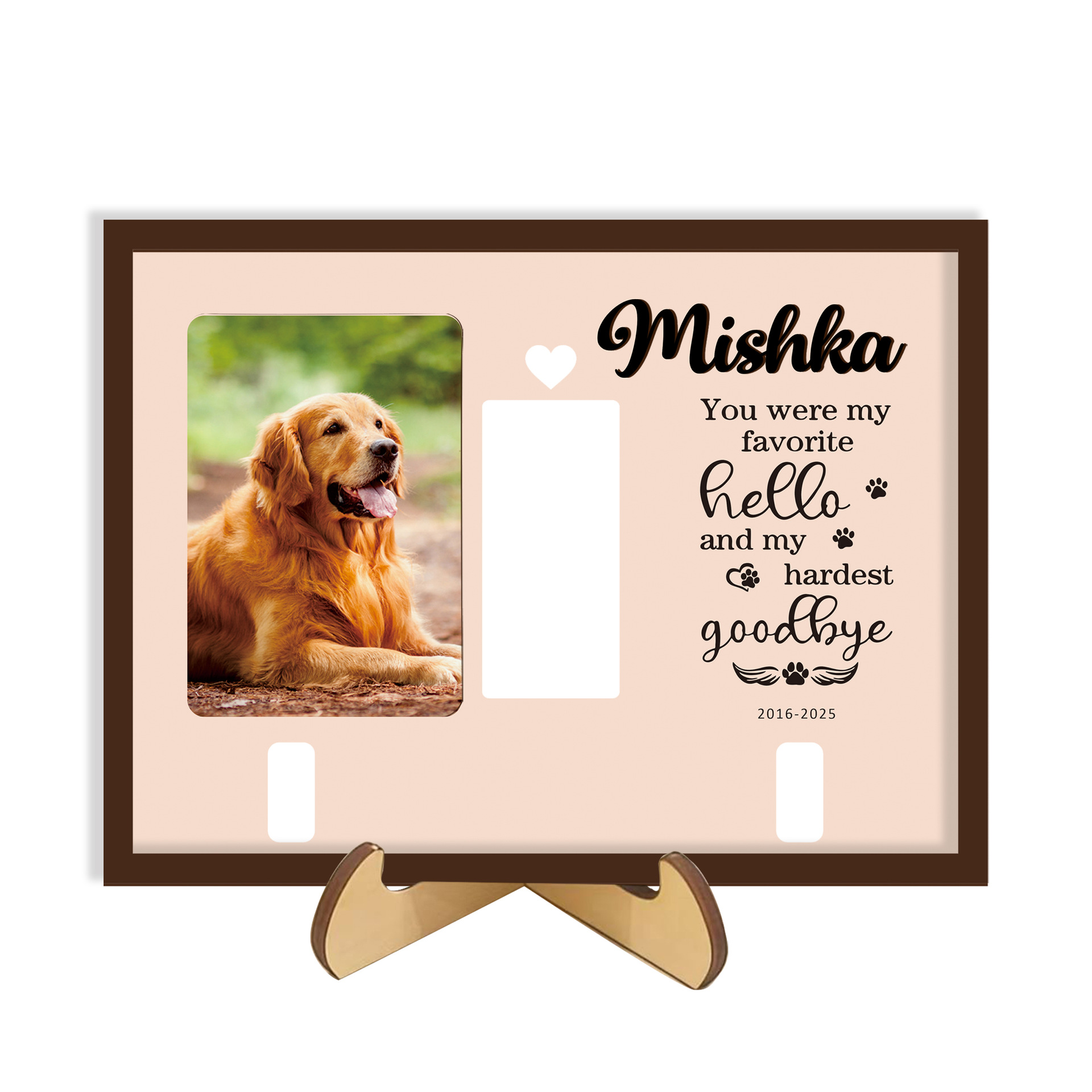 Personalized Pet Memorial Frame with Collar Holder & Fur Bottle