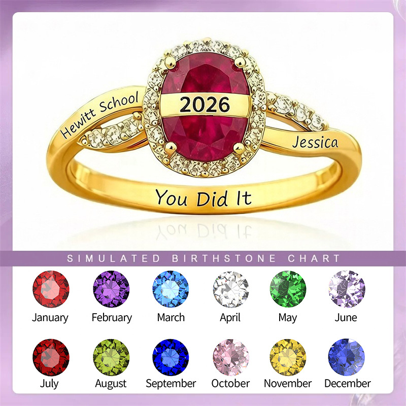 Graduation Gift Exclusive Birthday Stone Carving Ring