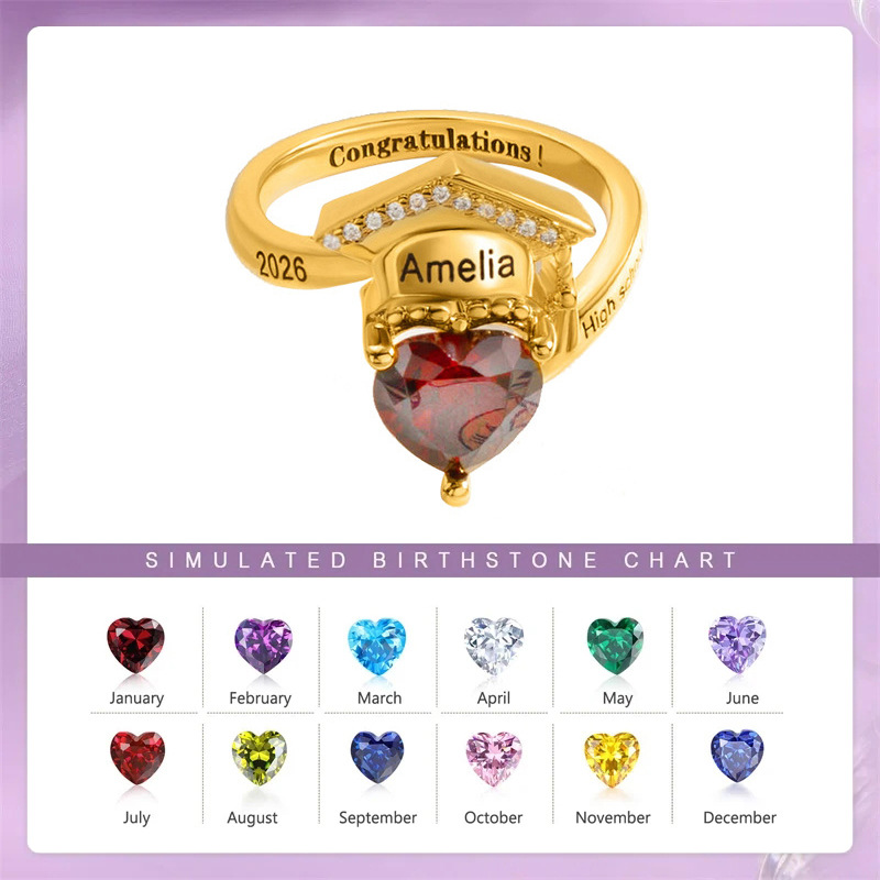 Graduation Fashion Personalized Birthstone Ring