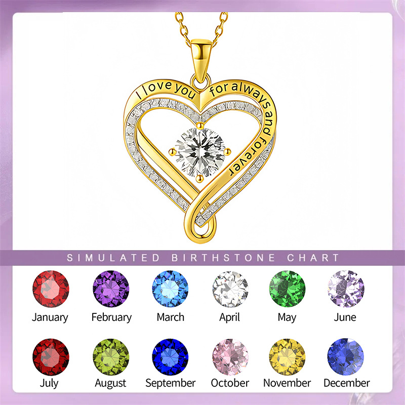 Birthstone Heart personalized name Necklace