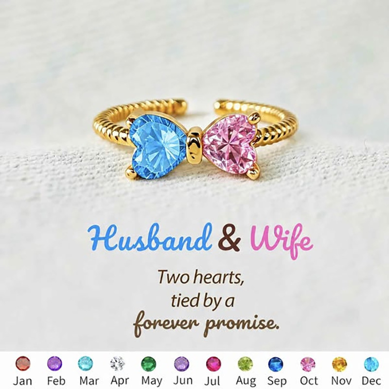 Butterfly Knot Customized Birthstone Ring