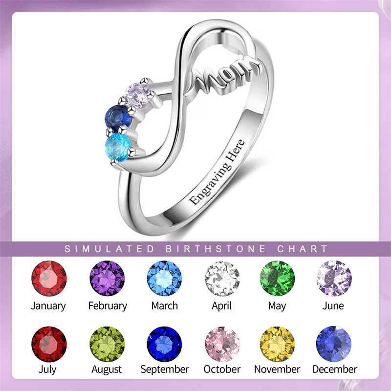 Infinite Love Number 8 birthstone name Ring