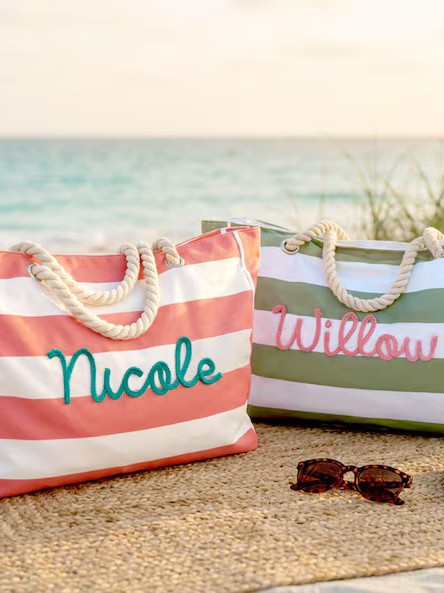 Striped Boho Large Storage Beach Bag, Large Capacity Travel Organizer Tote Bag