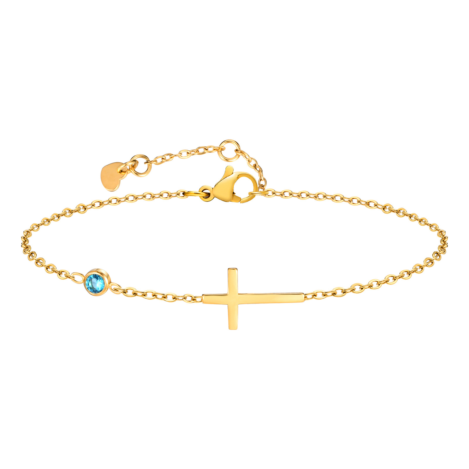 Birthstone Cross Bracelet