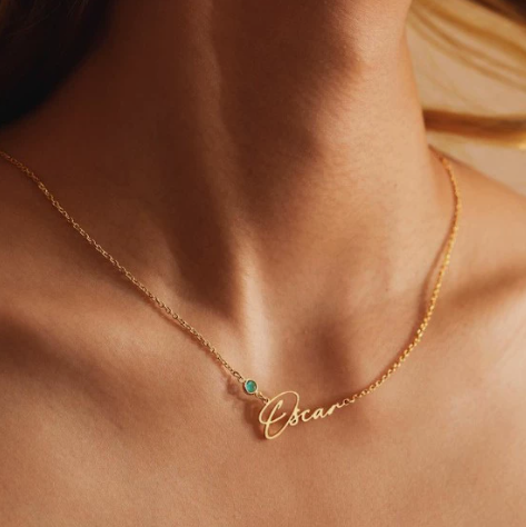 Custom Birth Stone Name Necklace