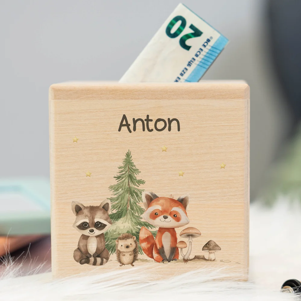 Personalized Woodland Animal Money Box
