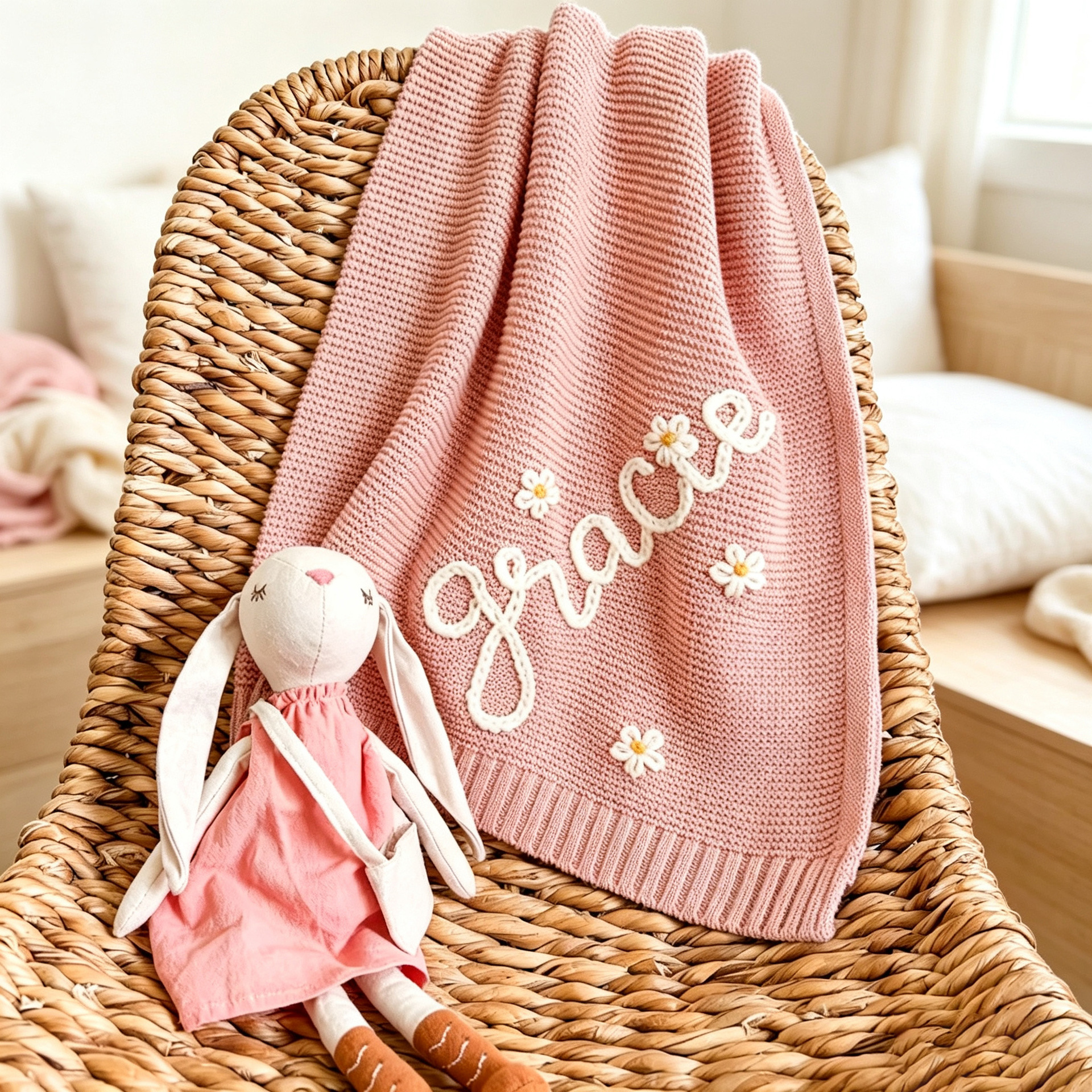 Hand Embroidered Cotton Baby Blanket