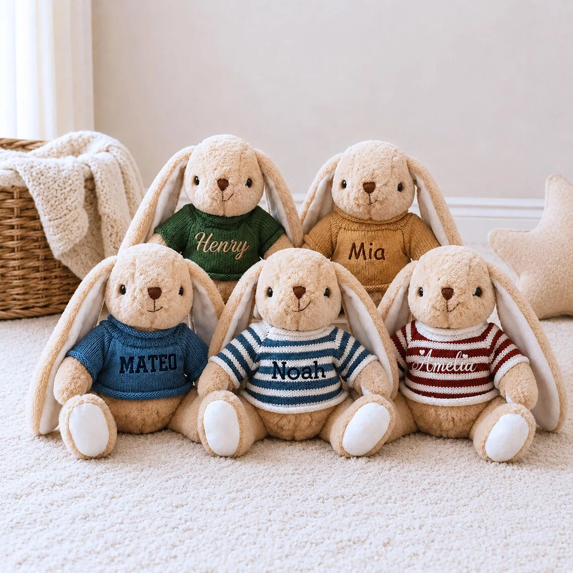 Custom Embroidered Bunny Plush - Gift for Baby