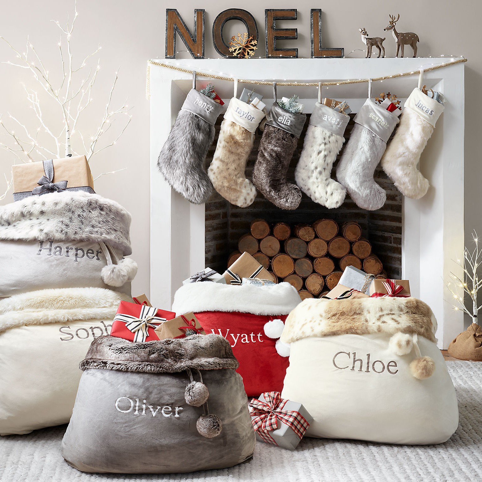Custom Embroidered Pom-pom Drawstring Bag - Christmas Bag