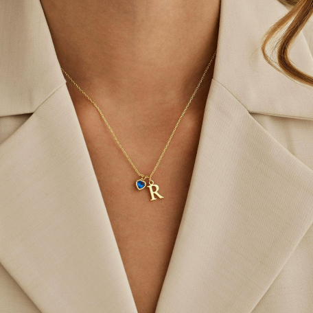 Personalized Birthdaystone Letter Necklace