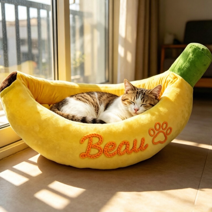 Personalized Washable Banana Shaped Plush Pet Mat