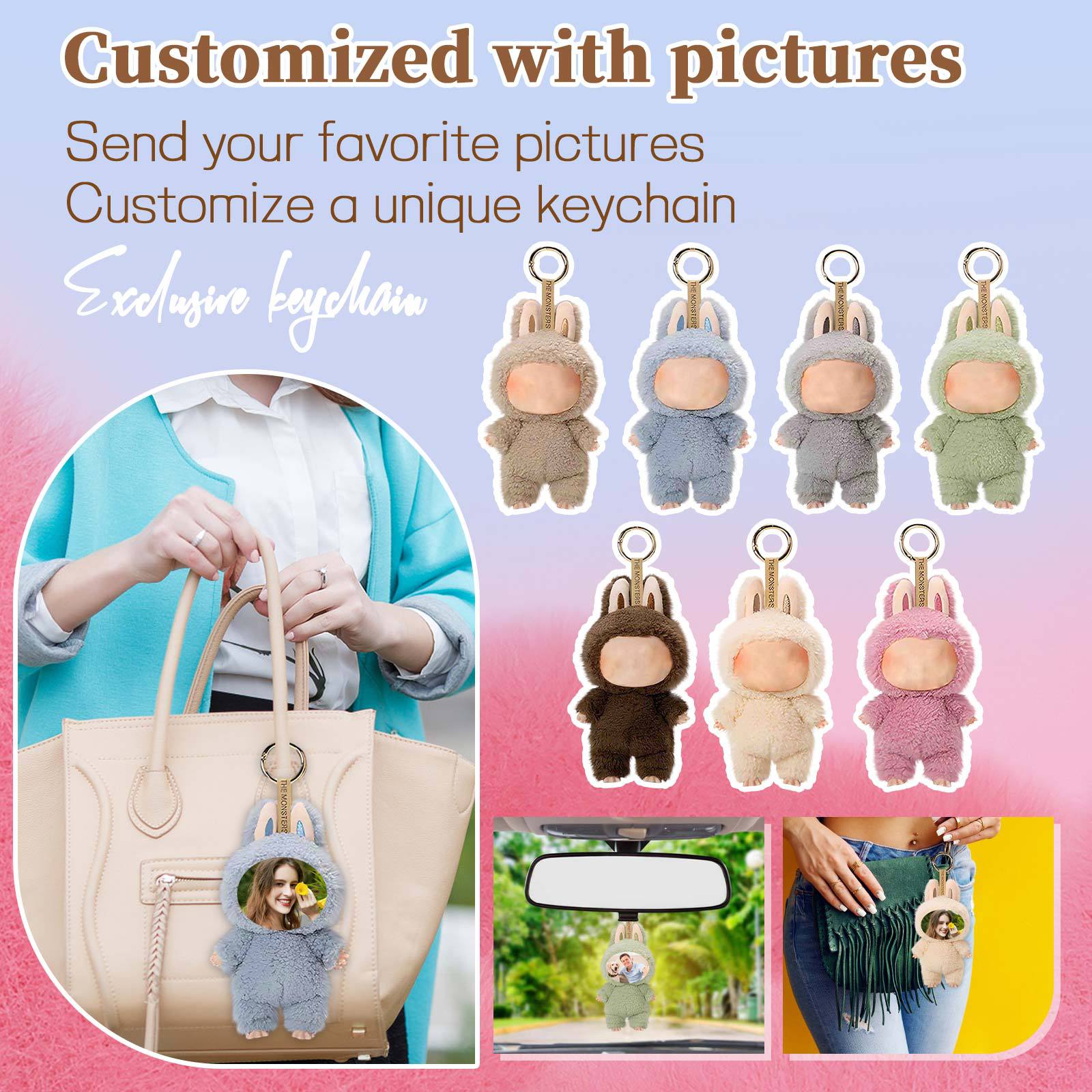 Custom Face Labubu Style Plush Keychain