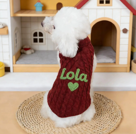 Personalized Pet Sweater - Customized Embroidered Pet Sweater