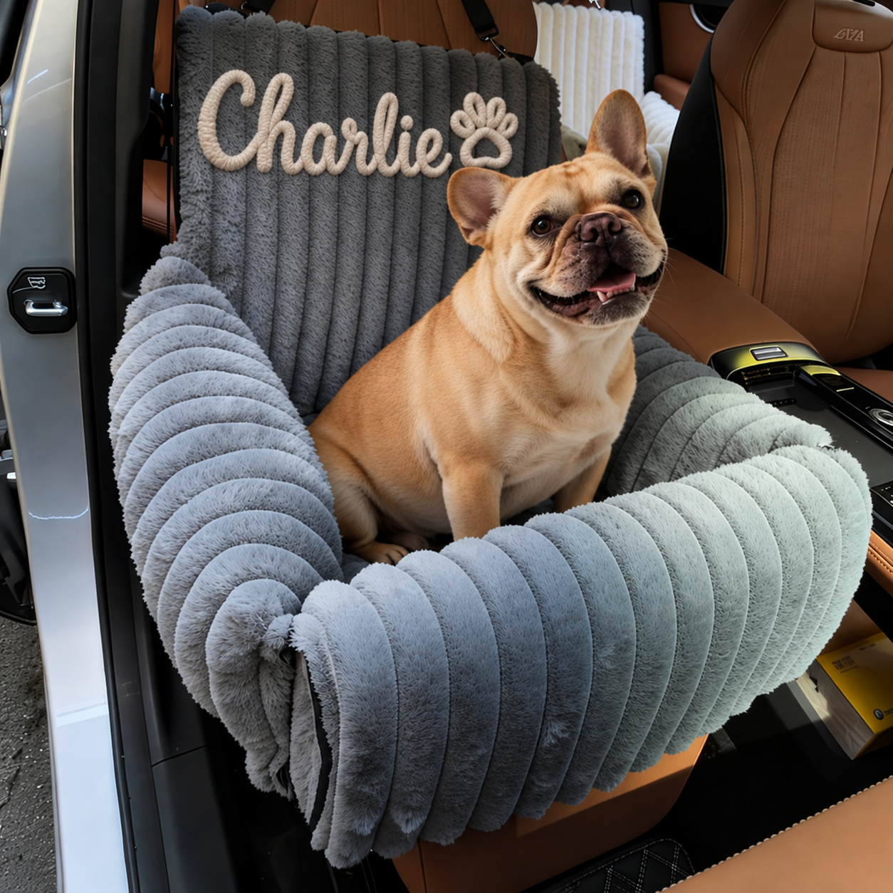 Personalized Plush Pet Bed in-vehicle,Portable car interior pet bed