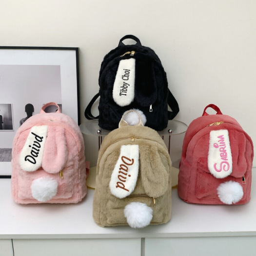 Plush Embroidered Rabbit Ear Bag