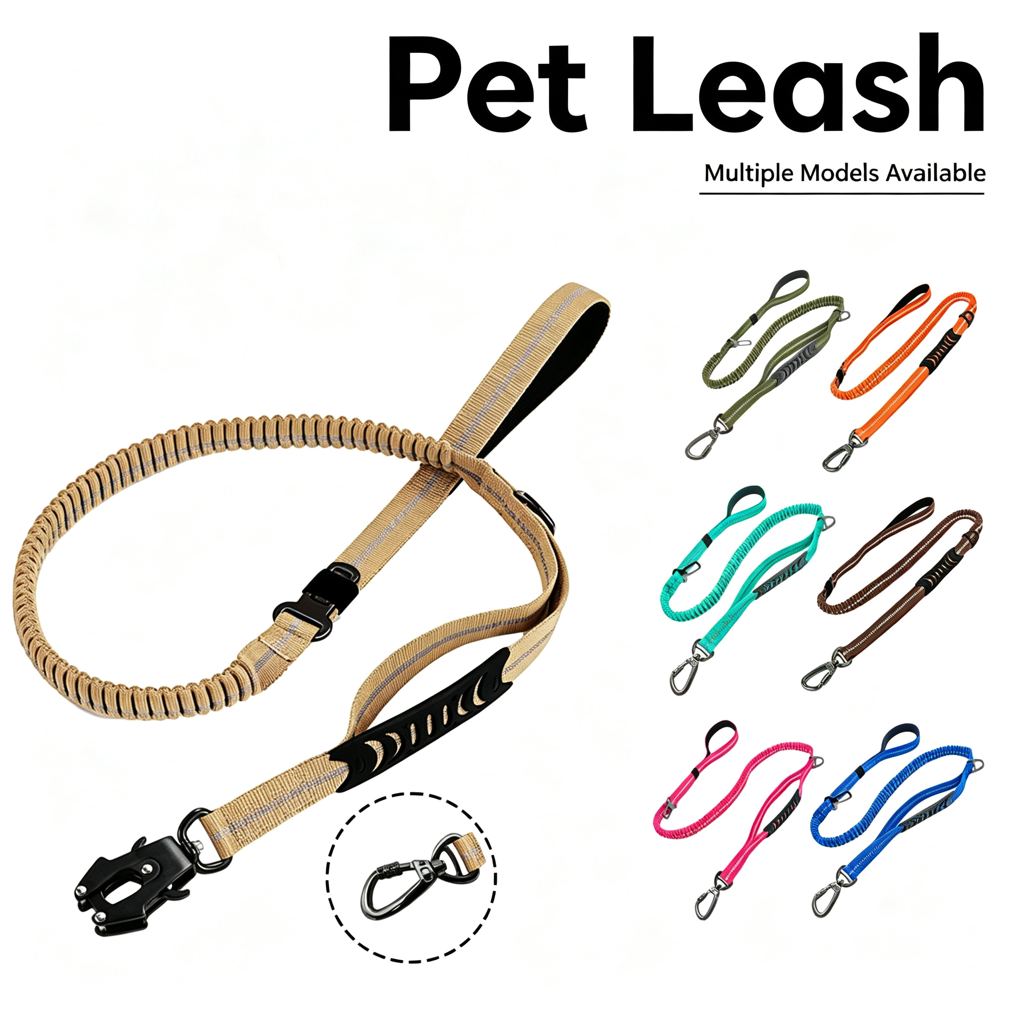 Outdoor Dog Leash for Large Dogs, No-Pull Anti-Jerk Multi-functional Pet Leash, Car Use, with Dog Frog Buckle
