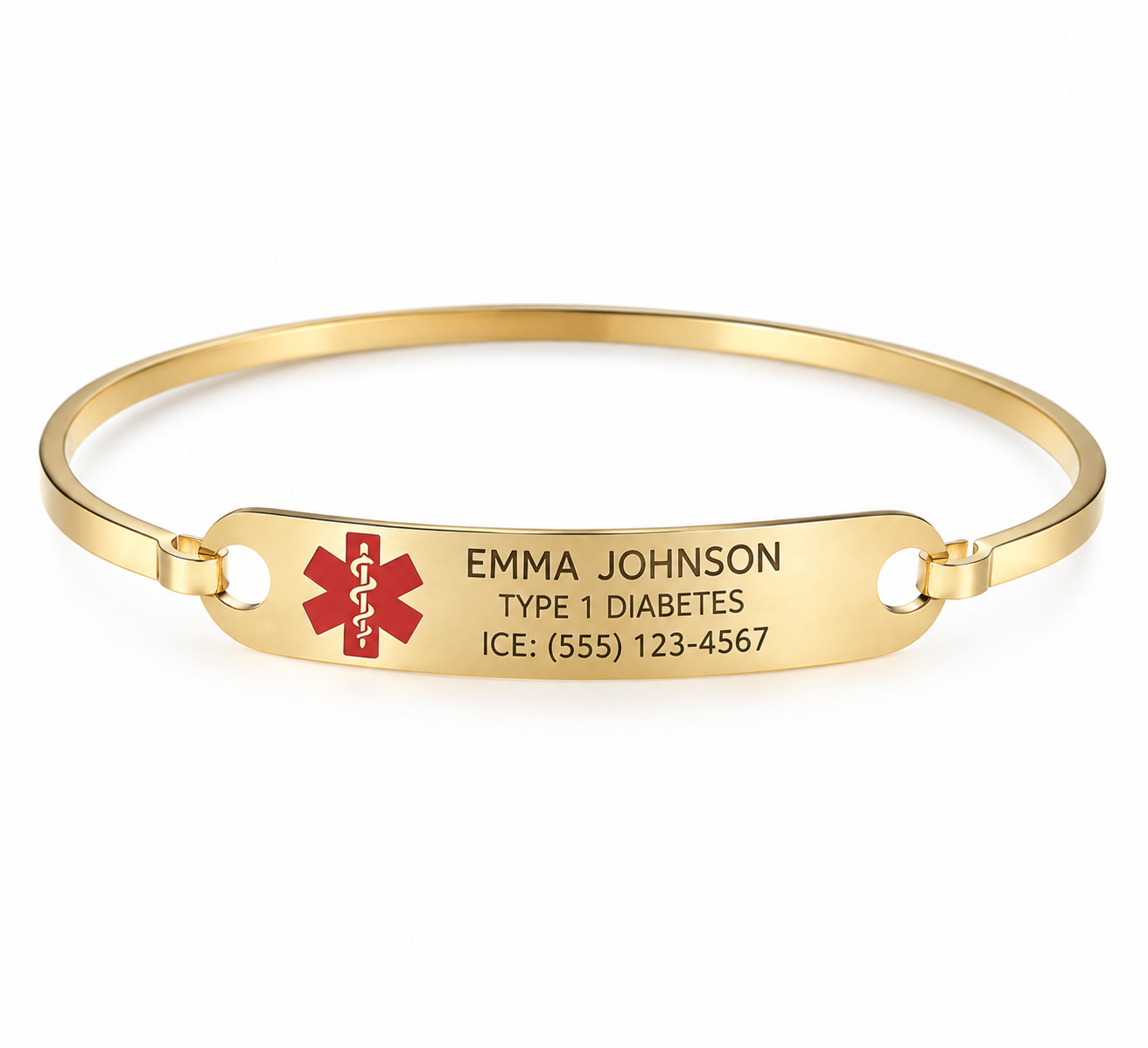 Customizable medical warning engraved stainless steel bracelet