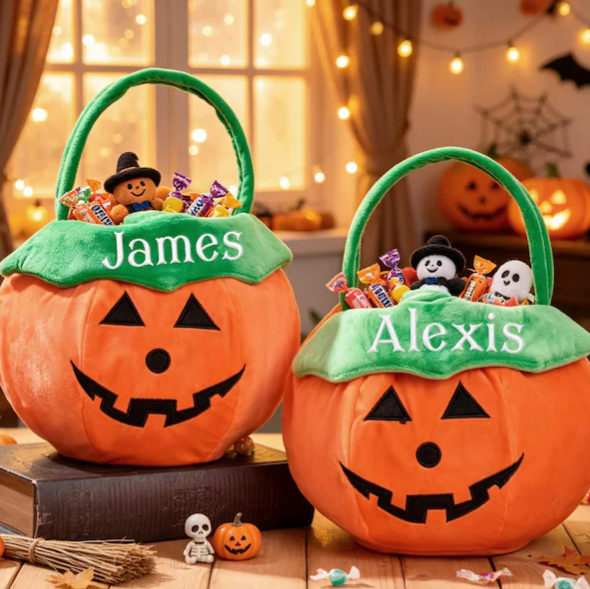 Personalized Halloween Pumpkin Candy Bag Super Soft Plush Children's Handheld Bucket