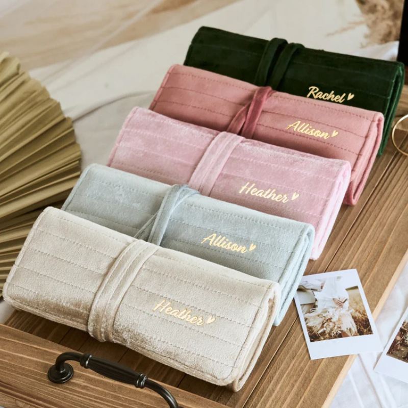 Personalized Velvet Jewelry Organizer Pouch