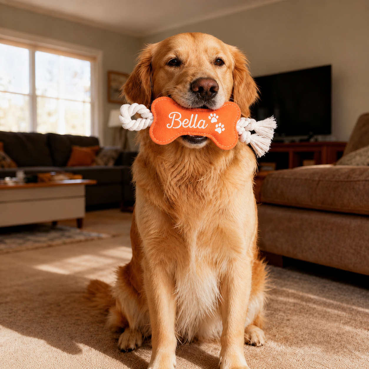Personalized pet felt bone toy, grinding rod