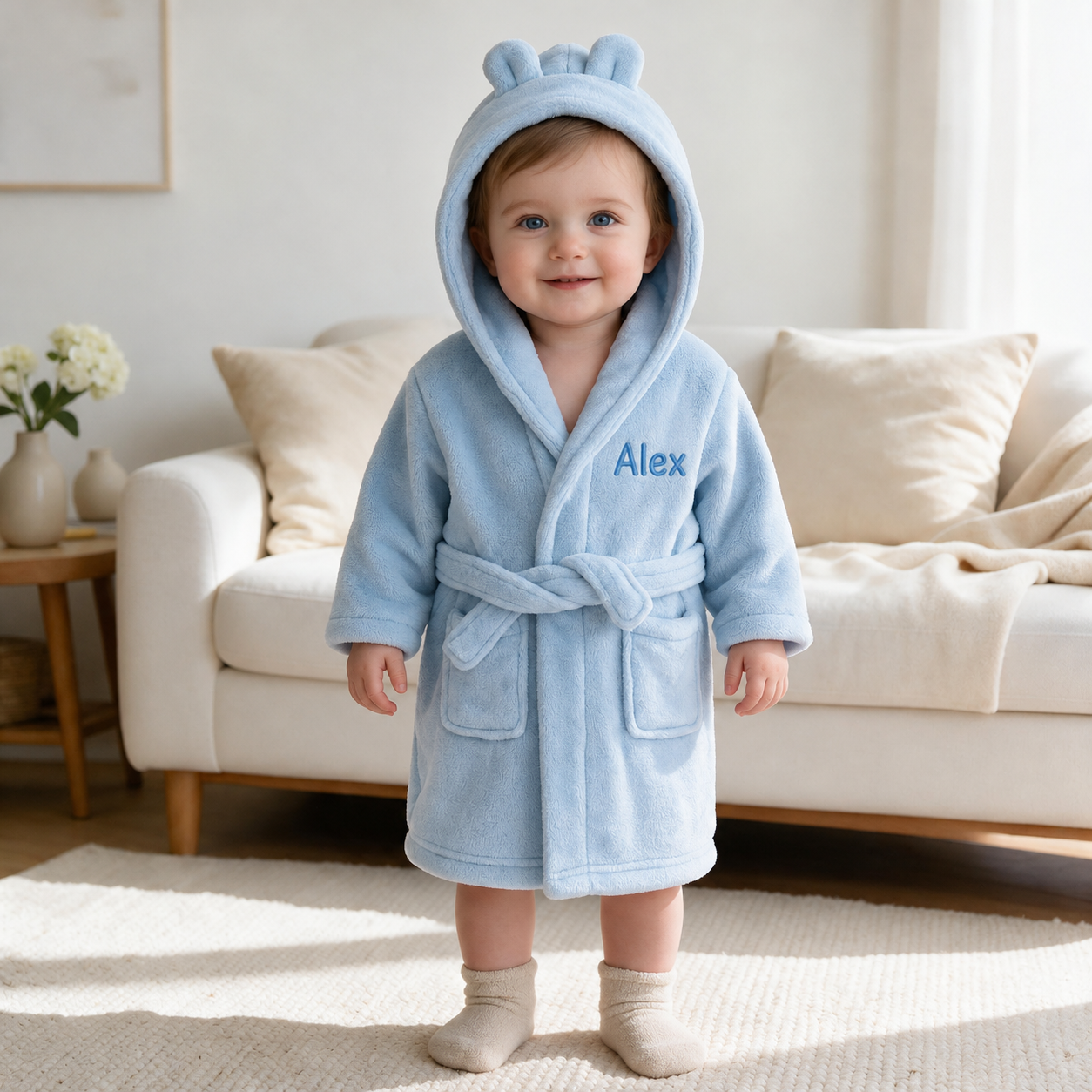 Customizable baby nightgown flannel, children's home wear pajamas, baby autumn and winter bathrobe